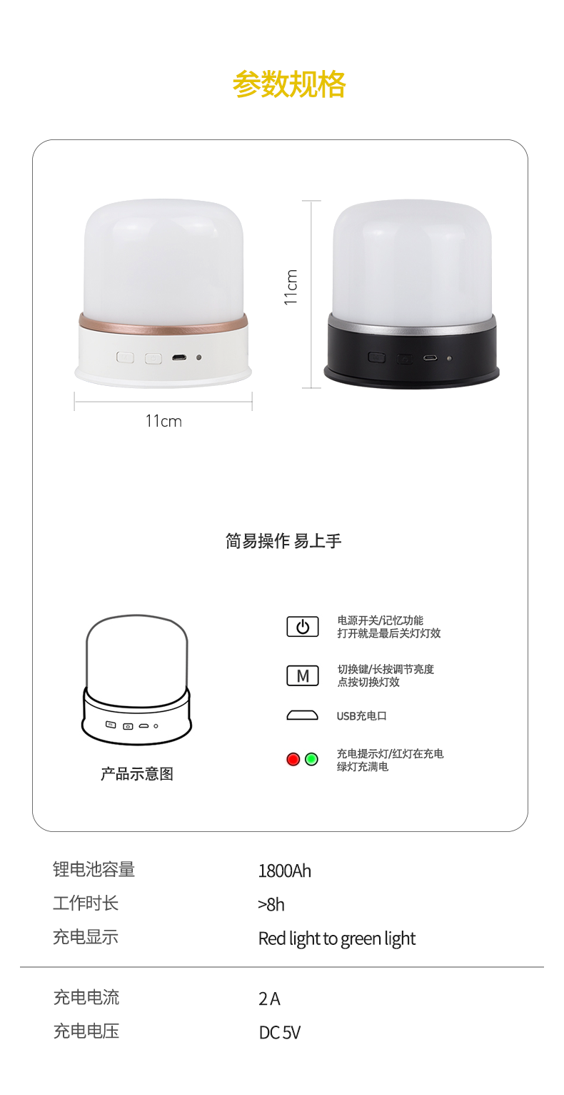 智能小夜燈的參數